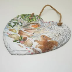 Robin Christmas Hanging Decoration, Large Slate Heart Christmas Gift -Christmas Homeware & Accessories Shop featureditemlargei 1338