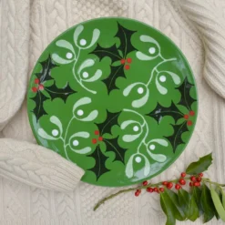 Christmas Holly And Mistletoe Platter