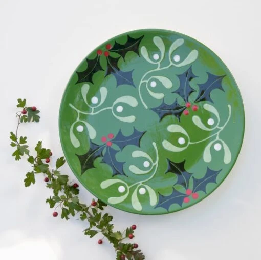 Christmas Holly And Mistletoe Platter -Christmas Homeware & Accessories Shop featureditemlargei 1347