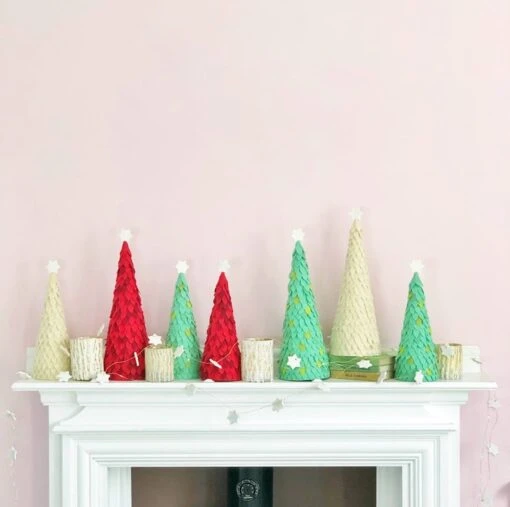 Set Of 3 Ivory Fabric Christmas Trees -Christmas Homeware & Accessories Shop featureditemlargei 1353