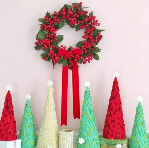 Set Of 3 Ivory Fabric Christmas Trees -Christmas Homeware & Accessories Shop featureditemlargei 1355