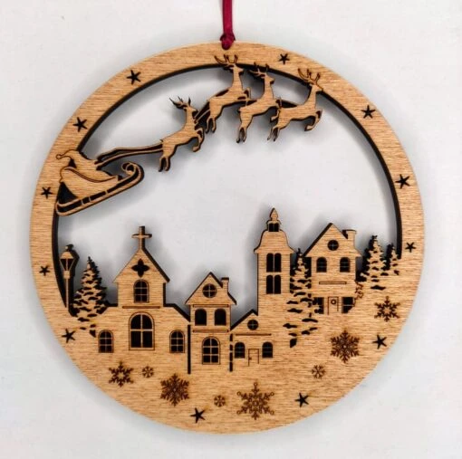 Christmas Scene Wooden Wall Or Window Hanging Large -Christmas Homeware & Accessories Shop featureditemlargei 1370