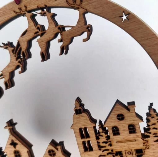 Christmas Scene Wooden Wall Or Window Hanging Large -Christmas Homeware & Accessories Shop featureditemlargei 1371