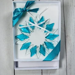 Blue Ice Fused Glass Wreath - Glass Christmas Decoragions
