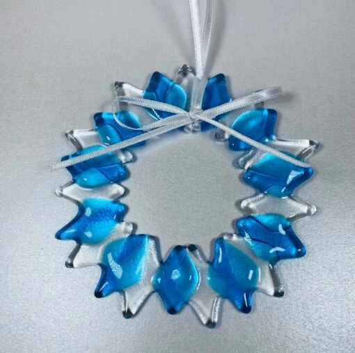 Blue Ice Fused Glass Wreath - Glass Christmas Decoragions -Christmas Homeware & Accessories Shop featureditemlargei 1376