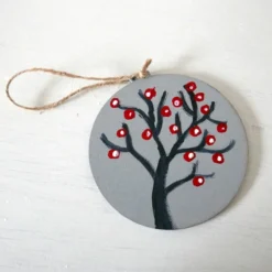 Grey Christmas Bauble, Hand-painted Hanging Decoration, Winter Countryside -Christmas Homeware & Accessories Shop featureditemlargei 1380