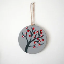Grey Christmas Bauble, Hand-painted Hanging Decoration, Winter Countryside -Christmas Homeware & Accessories Shop featureditemlargei 1382