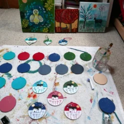 Grey Christmas Bauble, Hand-painted Hanging Decoration, Winter Countryside -Christmas Homeware & Accessories Shop featureditemlargei 1383