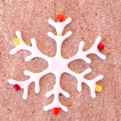 Fused Glass Christmas Snowflake Hanging Decoration, 14cm
