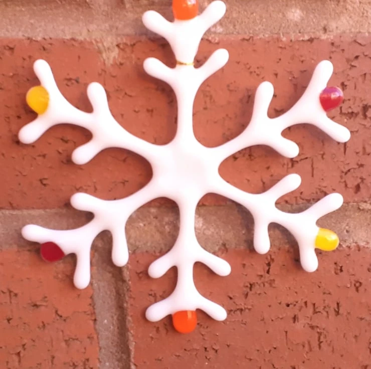 Fused Glass Christmas Snowflake Hanging Decoration, 14cm 3 Fused Glass Christmas Snowflake Hanging Decoration, 14cm - Image 3