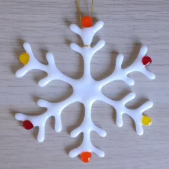Fused Glass Christmas Snowflake Hanging Decoration, 14cm -Christmas Homeware & Accessories Shop featureditemlargei 1429