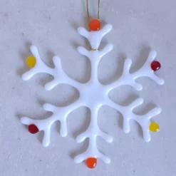 Fused Glass Christmas Snowflake Hanging Decoration, 14cm -Christmas Homeware & Accessories Shop featureditemlargei 1431