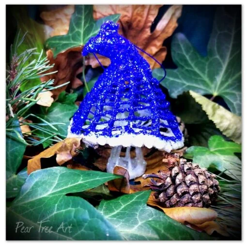 Blue Toadstool Christmas Decoration