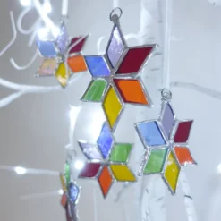 Rainbow Stars Stained Glass Christmas Tree Ornaments Decorations -Christmas Homeware & Accessories Shop featureditemlargei 1457