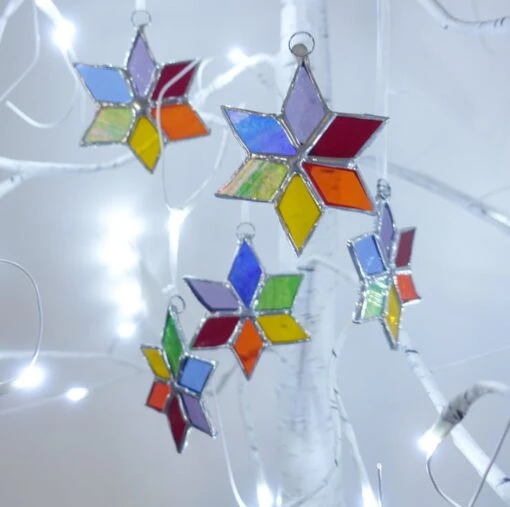 Rainbow Stars Stained Glass Christmas Tree Ornaments Decorations -Christmas Homeware & Accessories Shop featureditemlargei 1458