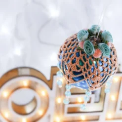 Turquoise And Peach Crochet Lace Vintage Style Christmas Bauble, Y3 -Christmas Homeware & Accessories Shop featureditemlargei 1465