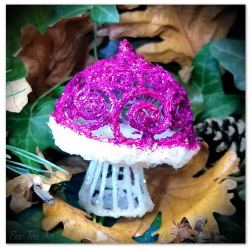 Pink Toadstool Christmas Decoration