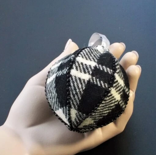 Harris Tweed Bauble Christmas Tree Decoration Black Tartan Fabric Ornament -Christmas Homeware & Accessories Shop featureditemlargei 1481