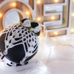 Black And White Crochet Lace Vintage Style Christmas Bauble, U3 -Christmas Homeware & Accessories Shop featureditemlargei 1498