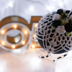 Black And White Crochet Lace Vintage Style Christmas Bauble, U3 -Christmas Homeware & Accessories Shop featureditemlargei 1500