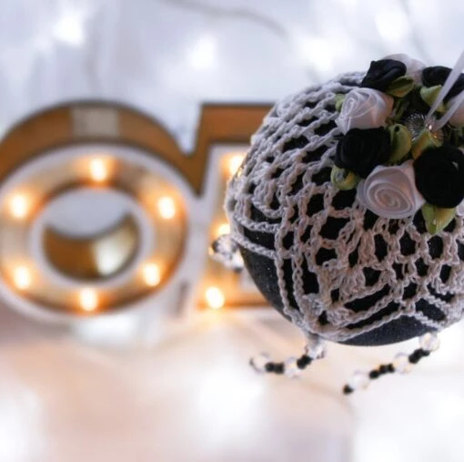 Black And White Crochet Lace Vintage Style Christmas Bauble, U3 -Christmas Homeware & Accessories Shop featureditemlargei 1500