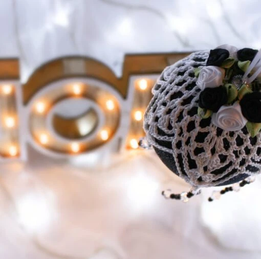Black And White Crochet Lace Vintage Style Christmas Bauble, U3 -Christmas Homeware & Accessories Shop featureditemlargei 1501