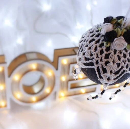 Black And White Crochet Lace Vintage Style Christmas Bauble, U3 -Christmas Homeware & Accessories Shop featureditemlargei 1502