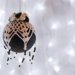 Black And White Crochet Lace Vintage Style Christmas Bauble, U3 -Christmas Homeware & Accessories Shop featureditemlargei 1503