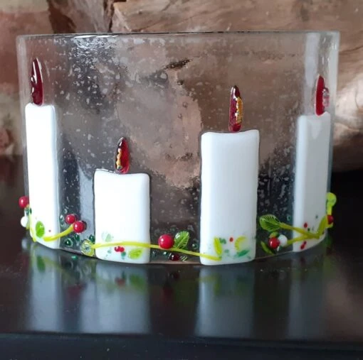 Fused Glass Christmas Advent Candles Freestanding Curved Arch Panel Decoration -Christmas Homeware & Accessories Shop featureditemlargei 1513