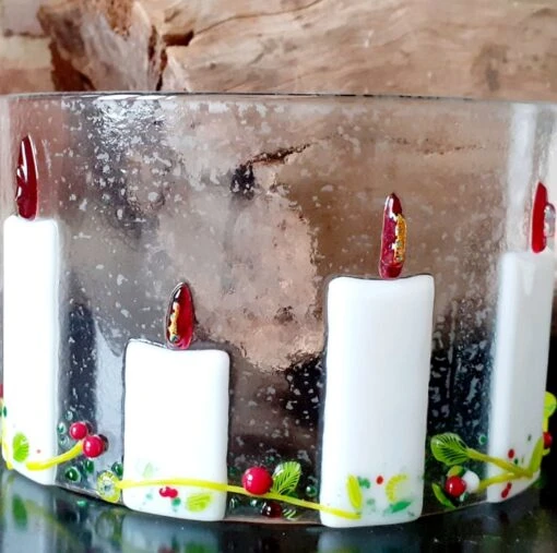 Fused Glass Christmas Advent Candles Freestanding Curved Arch Panel Decoration -Christmas Homeware & Accessories Shop featureditemlargei 1514