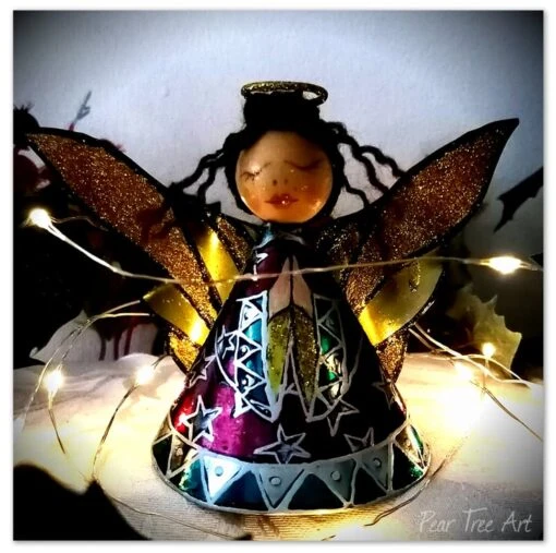 Medium: Tin Angel Christmas Tree Decoration (dark Pink)