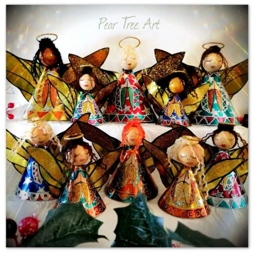 Medium: Tin Angel Christmas Tree Decoration (dark Pink) -Christmas Homeware & Accessories Shop featureditemlargei 1519