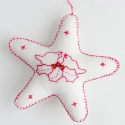 Wool Felt Hand Embroidered Start Shaped Christmas Decorations -Christmas Homeware & Accessories Shop featureditemlargei 1522