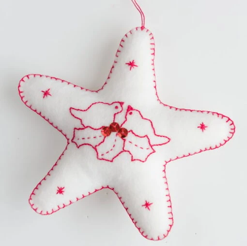 Wool Felt Hand Embroidered Start Shaped Christmas Decorations -Christmas Homeware & Accessories Shop featureditemlargei 1522