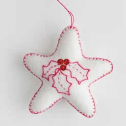 Wool Felt Hand Embroidered Start Shaped Christmas Decorations -Christmas Homeware & Accessories Shop featureditemlargei 1523
