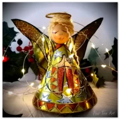 Large: Yellow Tin Angel Christmas Tree Topper -Christmas Homeware & Accessories Shop featureditemlargei 1539