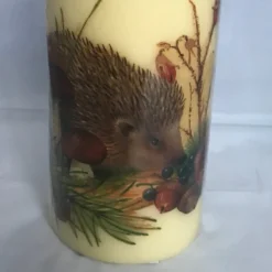 Decorated Candle Hedgehog In Snow Winter Christmas Decoupage Unusual 18cms -Christmas Homeware & Accessories Shop featureditemlargei 1546