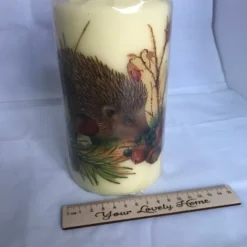 Decorated Candle Hedgehog In Snow Winter Christmas Decoupage Unusual 18cms -Christmas Homeware & Accessories Shop featureditemlargei 1548