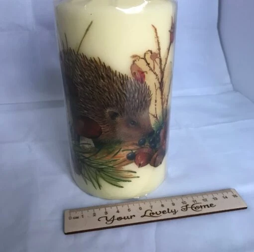 Decorated Candle Hedgehog In Snow Winter Christmas Decoupage Unusual 18cms -Christmas Homeware & Accessories Shop featureditemlargei 1548