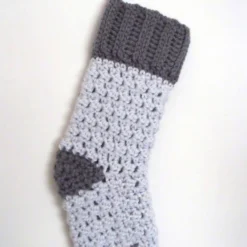 Crocheted Christmas Stocking In Grey