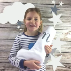 Custom Christmas Stocking- Letter White Silver Decoration, Personalized Monogram