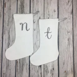 Custom Christmas Stocking- Letter White Silver Decoration, Personalized Monogram -Christmas Homeware & Accessories Shop featureditemlargei 1557