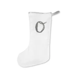 Custom Christmas Stocking- Letter White Silver Decoration, Personalized Monogram -Christmas Homeware & Accessories Shop featureditemlargei 1558