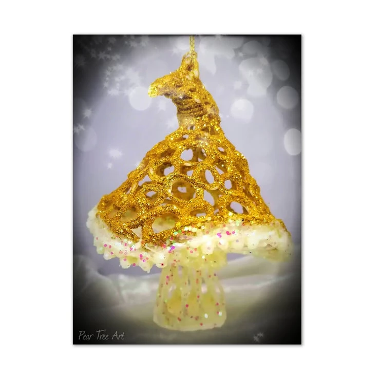 Gold Toadstool Christmas Tree Decoration 2 Gold Toadstool Christmas Tree Decoration - Image 2