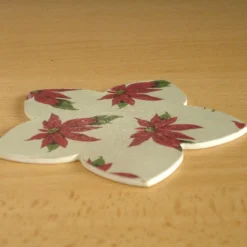 Christmas Coasters, Set Of 6, Poinsettia Design Flower Shape Wooden Coasters -Christmas Homeware & Accessories Shop featureditemlargei 1571