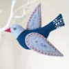 Wool Felt Bird Ornament, Christmas Tree Decoration, Mmmcrafts Snowbird Ornament