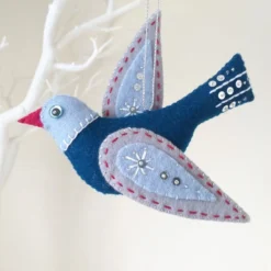 Wool Felt Bird Ornament, Christmas Tree Decoration, Mmmcrafts Snowbird Ornament