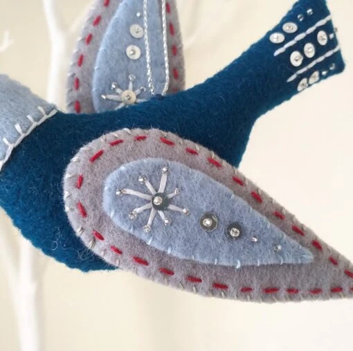 Wool Felt Bird Ornament, Christmas Tree Decoration, Mmmcrafts Snowbird Ornament -Christmas Homeware & Accessories Shop featureditemlargei 1586