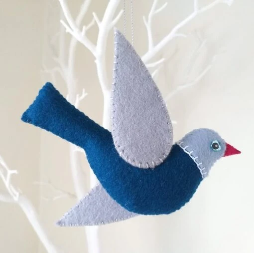 Wool Felt Bird Ornament, Christmas Tree Decoration, Mmmcrafts Snowbird Ornament -Christmas Homeware & Accessories Shop featureditemlargei 1591