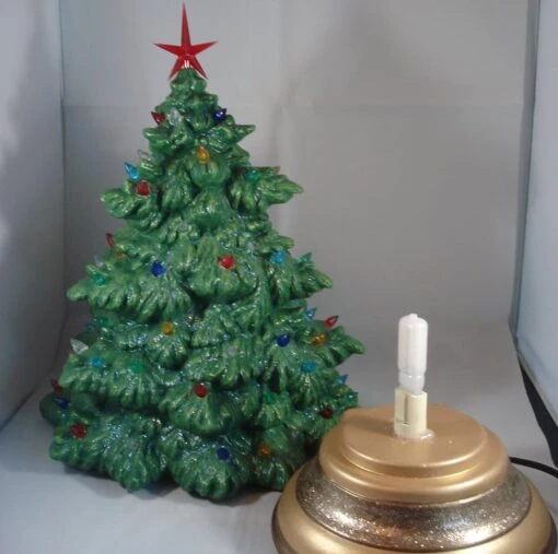 Green Ceramic Glittery Xmas Christmas Tree Table Lamp Light Ornament Decoration. -Christmas Homeware & Accessories Shop featureditemlargei 1598